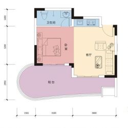 东山绿景·波拉小城G2户型图1室1厅1卫1厨 50.82㎡