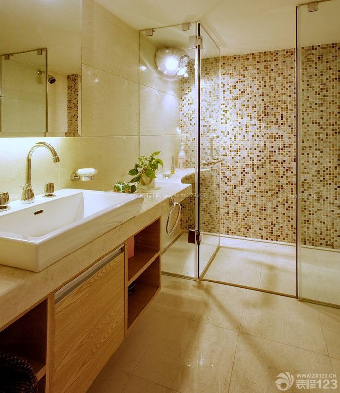 现代风格卫生间浴室玻璃隔断装修图片