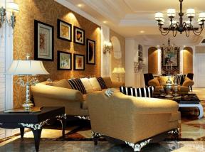 欧式家装设计效果图 组合沙发 照片墙
