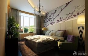 现代风格颜色搭配大卧室背景墙壁纸效果图