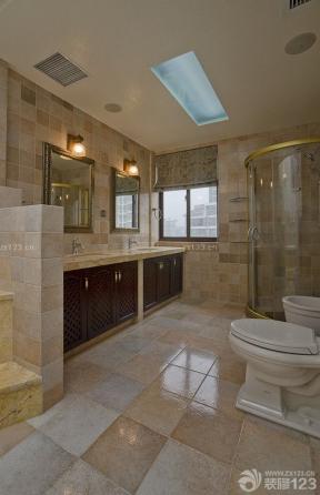 卫生间仿古砖效果图 浴室玻璃隔断 钢化玻璃隔断