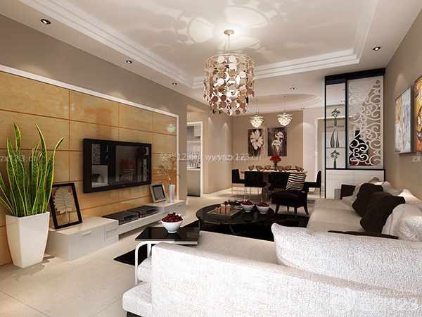 现代设计风格时尚客厅室内电视背景墙装修图片