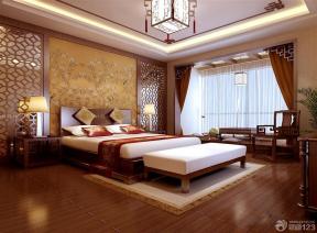 中式仿古装修效果图 大卧室 双人床