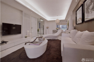 现代设计风格时尚客厅白色沙发装修图片