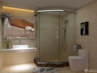 现代简约室内卫生间浴室玻璃隔断装修图片