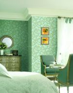 简欧风格绿色花纹墙纸装饰图片设计