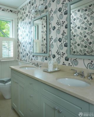 120平米房屋室内卫生间墙纸装饰样板间设计