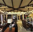 东南亚风格设计客餐厅木质吊顶效果图