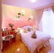 粉色系120平米房子儿童房动漫床头墙纸设计图片