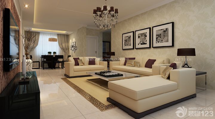 现代简约家装时尚客厅组合沙发装修图片