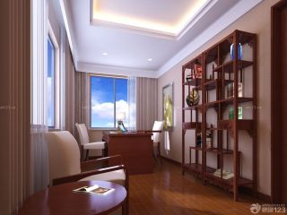 中式风格家用7平米书房实木书柜图片欣赏