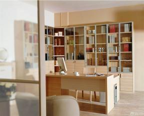 书房书柜装修效果图 书桌书柜组合 转角书柜效果图