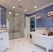 现代125平米房子浴室玻璃隔断装修实景图