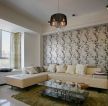 温馨现代风格室内沙发背景墙碎花墙纸装饰效果图