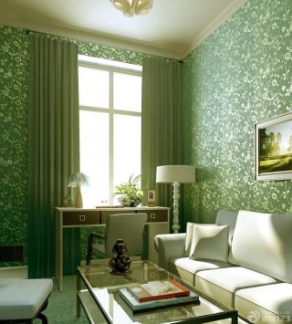 绿色花纹墙纸装饰效果图欣赏