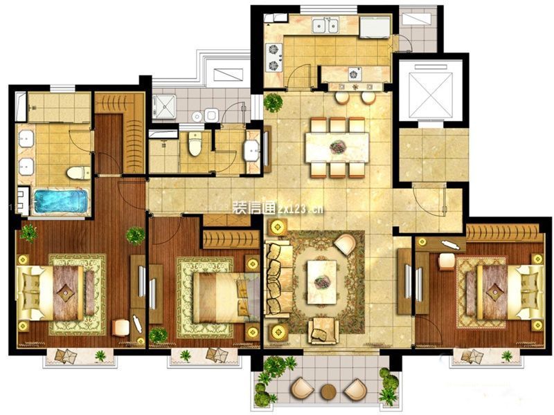 绿城上海香溢花城户型图户型图 面积:185.00m2