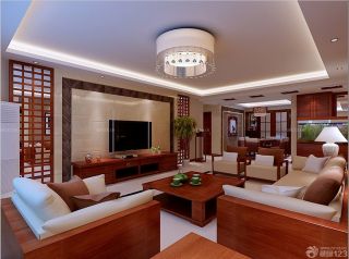 中式实木家具时尚客厅组合沙发装修图