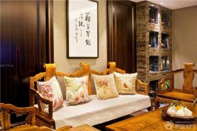 中式仿古装修效果图 沙发背景墙