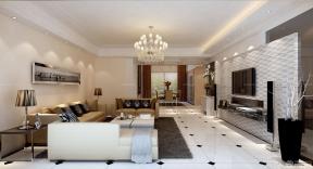 现代设计风格长方形客厅组合沙发装修效果图