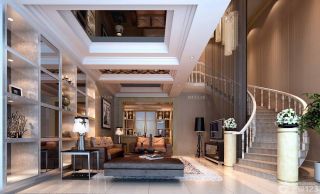 现代设计风格大客厅室内旋转楼梯装修效果图