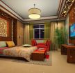 中式仿古卧室颜色搭配双人床装修图