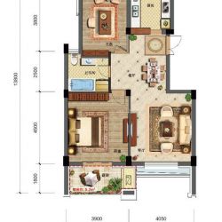 富汇豪庭户型图90方户型图