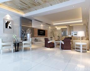 现代设计风格大客厅泛白色地砖装修图