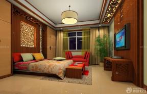 中式仿古装修效果图 卧室颜色搭配 双人床