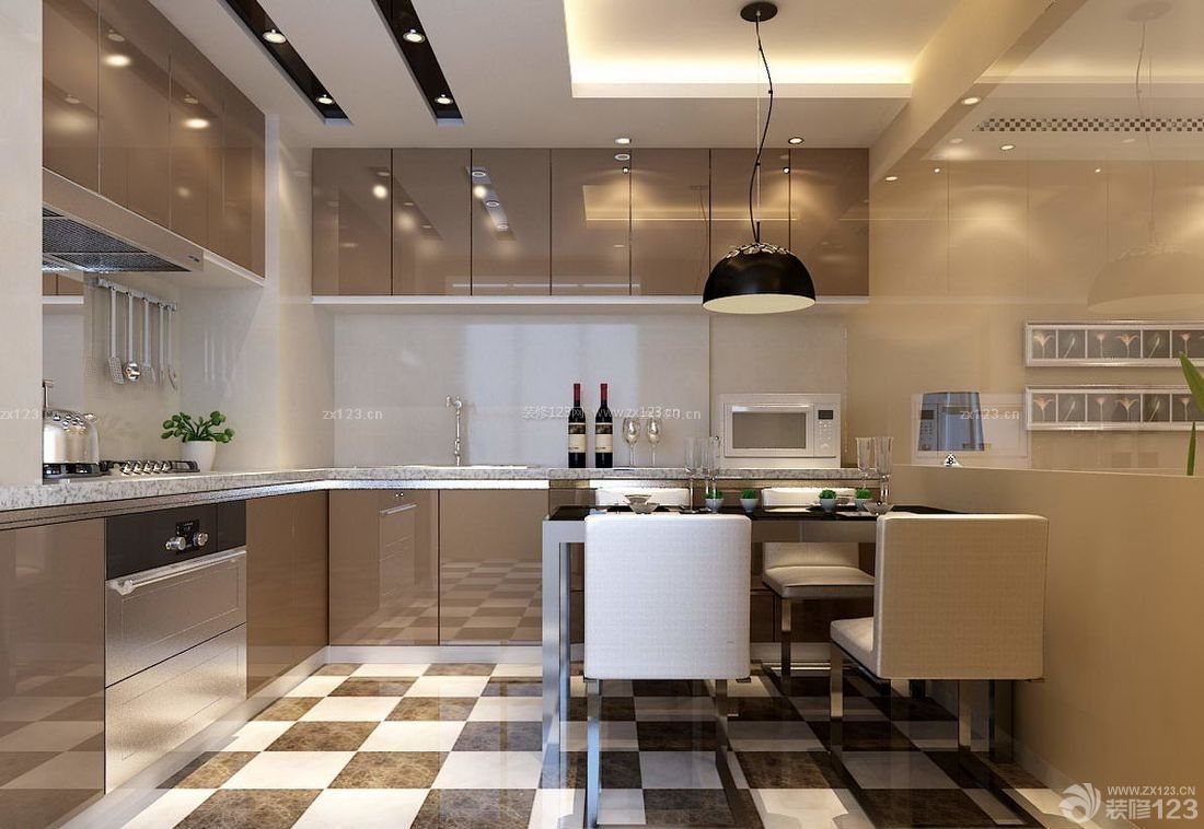现代风格厨房效果图 90平方米房子