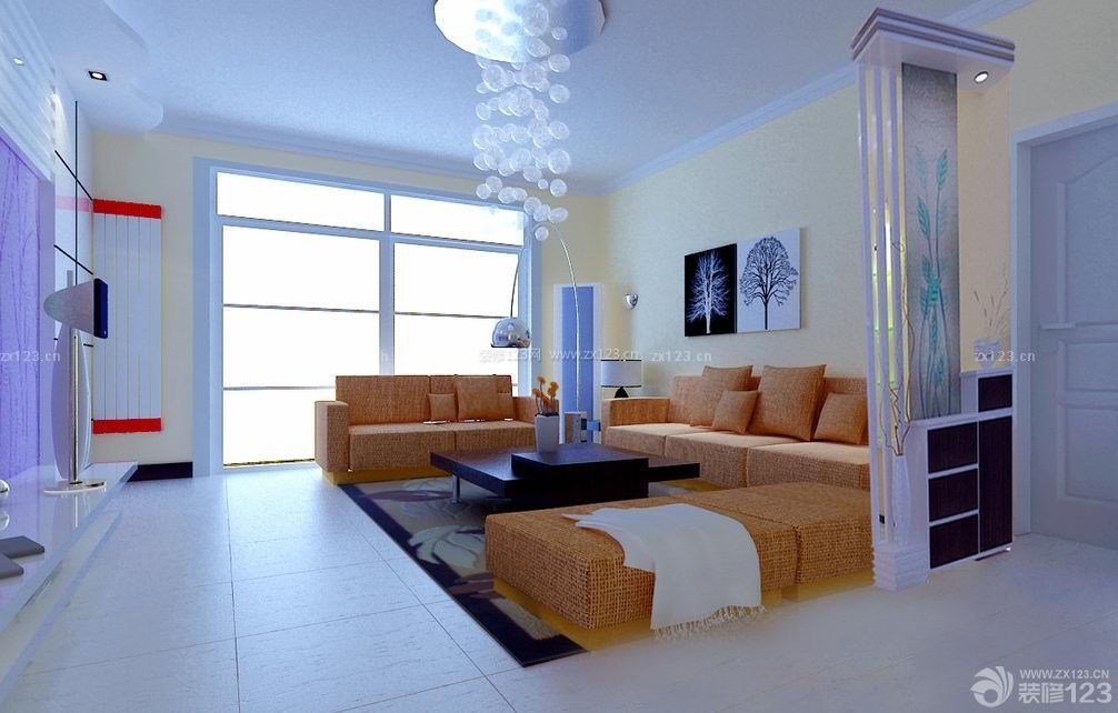农村客厅装修效果图 现代设计风格 转角沙发