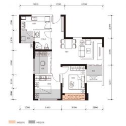 绿地城户型图一期8#楼标准层E2 面积:78.00m2