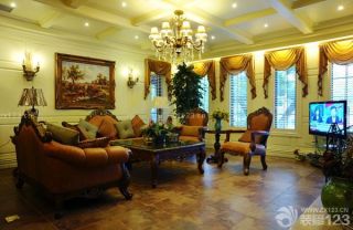 美式家装时尚客厅组合沙发装修效果图大全