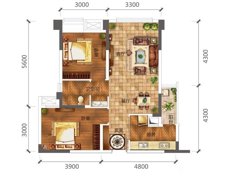 合能璞丽户型图一期1号楼a1户型 面积:6400m2