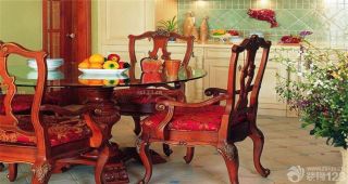 美式家装家庭餐厅红木家具装修图