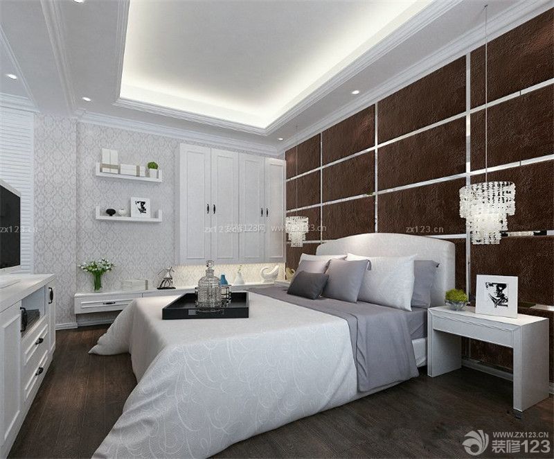 欧式家装设计双人床背景墙效果图