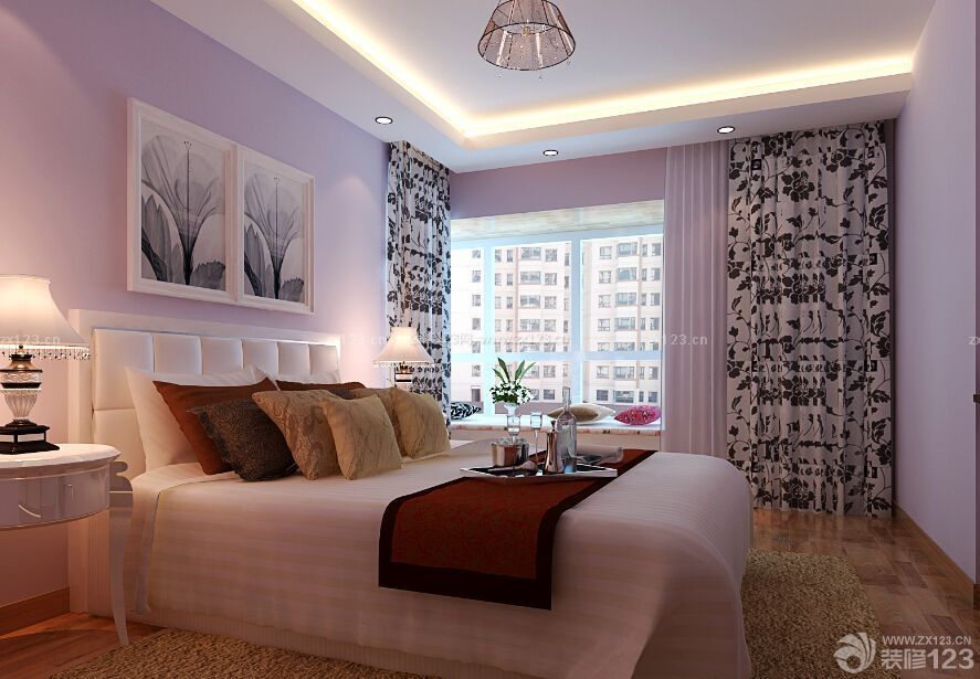 现代设计风格主卧室床头背景墙效果图欣赏