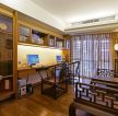 中式风格140平米家装书房实木写字台装饰实景图