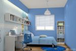蓝色温馨儿童小房间写字台装饰图片