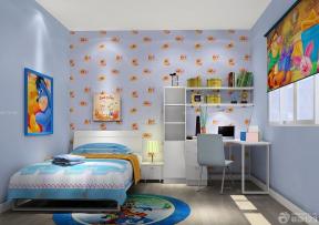 粉蓝色家居儿童卧室转角写字台设计效果图