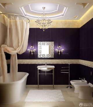 简欧风格小洋房卫生间浴室设计效果图