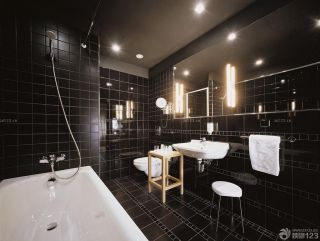 黑色沉稳88平米小户型浴室装修设计实景图