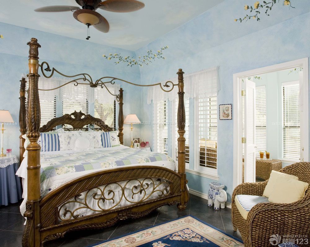 美式乡村风格小洋房卧室设计实景图