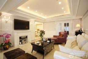 现代简约欧式风格 家庭客厅装修效果图 电视背景墙