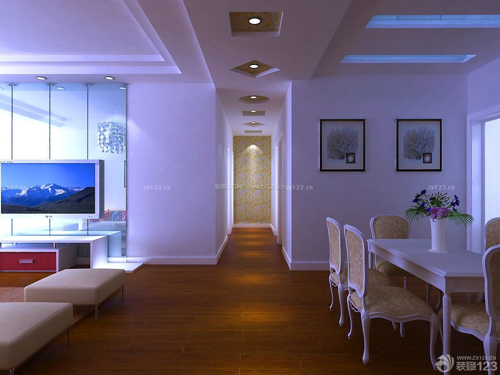 混搭风格两室改三室走廊天花板效果图欣赏