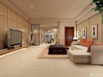 简约现代风格客厅米白色瓷砖装修效果图设计