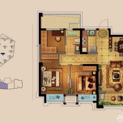 金科中心户型图A-3 3室2厅1卫1 面积:89.00m2