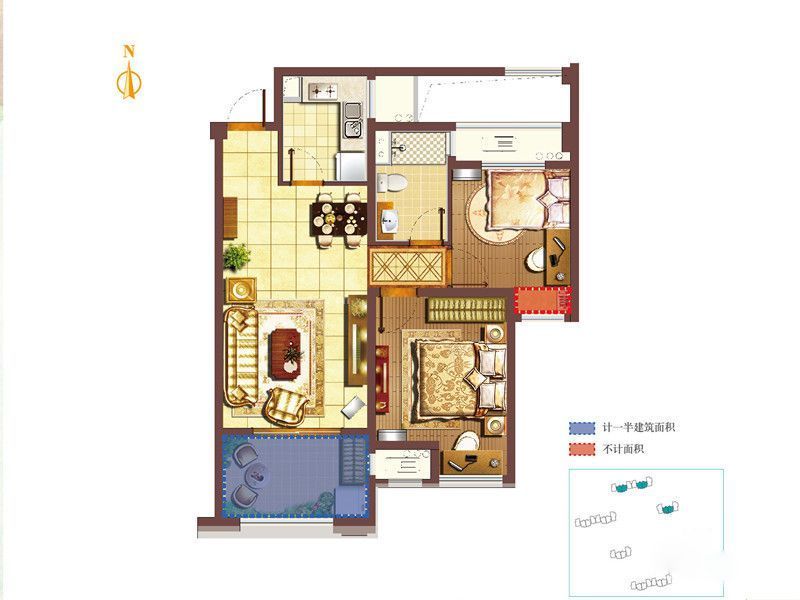 无锡孔雀城户型图高层户型图 2 面积:83.00m2