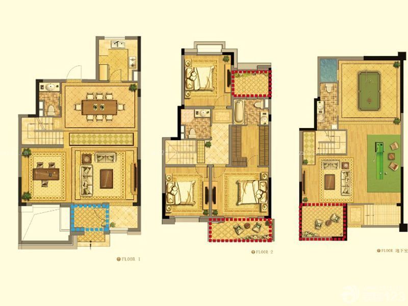 九龙仓碧玺户型图花园院墅2楼户 面积:235.00m2