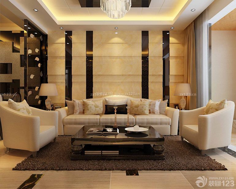 现代风格颜色搭配休闲区组合沙发装修图