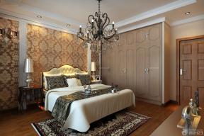 欧式家装设计效果图 主卧室 花纹壁纸